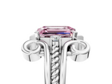 White gold Fancy Pink Emerald  Solitaire Twisted Band Scroll Prong Ring_8