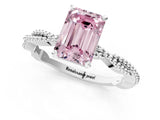 White gold Fancy Pink Emerald  Solitaire Twisted Band with Bead Prong Setting_314