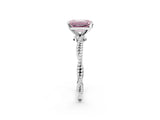 White gold Fancy Pink Emerald  Solitaire Twisted Band with Bead Prong Setting_315