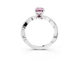 White gold Fancy Pink Emerald  Solitaire Twisted Band with Bead Prong Setting_316