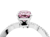 White gold Fancy Pink Emerald  Solitaire Twisted Band with Bead Prong Setting_317