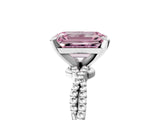White gold Fancy Pink Emerald  Solitaire Twisted Band with Bead Prong Setting_318