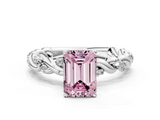 White gold Fancy Pink Emerald  Solitaire Twisted Band with Pavé Accents and Four-Prong Setting_3