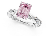 White gold Fancy Pink Emerald  Solitaire Twisted Band with Pavé Accents and Four-Prong Setting_4