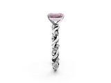 White gold Fancy Pink Emerald  Solitaire Twisted Band with Pavé Accents and Four-Prong Setting_5
