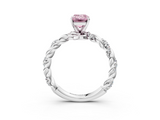 White gold Fancy Pink Emerald  Solitaire Twisted Band with Pavé Accents and Four-Prong Setting_6