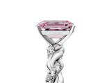 White gold Fancy Pink Emerald  Solitaire Twisted Band with Pavé Accents and Four-Prong Setting_8
