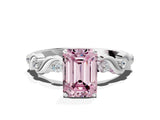 White gold Fancy Pink Emerald  Solitaire Twisted Band with Prong Setting 2