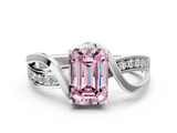 White gold Fancy Pink Emerald  Solitaire Twisted Band with Prong Setting_3