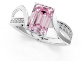 White gold Fancy Pink Emerald  Solitaire Twisted Band with Prong Setting_4
