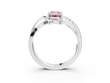 White gold Fancy Pink Emerald  Solitaire Twisted Band with Prong Setting_6