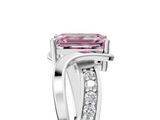 White gold Fancy Pink Emerald  Solitaire Twisted Band with Prong Setting_8