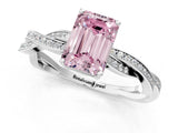 White gold Fancy Pink Emerald  Solitaire Twisted Pave Diamond Ring with Four-Prong Setting_141