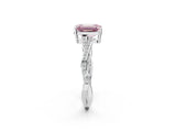 White gold Fancy Pink Emerald  Solitaire Twisted Pave Diamond Ring with Four-Prong Setting_142