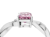 White gold Fancy Pink Emerald  Solitaire Twisted Pave Diamond Ring with Four-Prong Setting_144