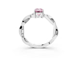 White gold Fancy Pink Emerald  Solitaire Twisted Pave Diamond Ring with Four-Prong Setting_16