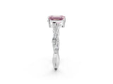 White gold Fancy Pink Emerald  Solitaire Twisted Pave Diamond Ring with Four-Prong Setting_26