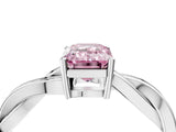 White gold Fancy Pink Emerald  Solitaire Twisted Pave Diamond Ring with Four-Prong Setting_28