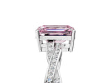 White gold Fancy Pink Emerald  Solitaire Twisted Pave Diamond Ring with Four-Prong Setting_29