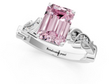 White gold Fancy Pink Emerald  Solitaire Vine Band with Milgrain Prong Setting_4