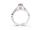 White gold Fancy Pink Emerald  Solitaire Vine Band with Milgrain Prong Setting_6
