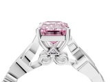 White gold Fancy Pink Emerald  Solitaire Vine Band with Milgrain Prong Setting_7
