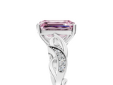 White gold Fancy Pink Emerald  Solitaire Vine Band with Milgrain Prong Setting_8