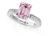 White gold Fancy Pink Emerald  Solitaire with Pavé Band and Four-Prong Setting_320