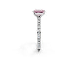 White gold Fancy Pink Emerald  Solitaire with Pavé Band and Four-Prong Setting_325