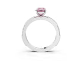 White gold Fancy Pink Emerald  Solitaire with Pavé Band and Four-Prong Setting_327