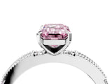 White gold Fancy Pink Emerald  Solitaire with Pavé Band and Four-Prong Setting_327