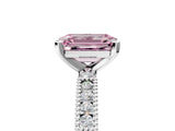 White gold Fancy Pink Emerald  Solitaire with Pavé Band and Four-Prong Setting_329