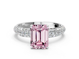 White gold Fancy Pink Emerald  Solitaire with Pave Band and Four-Prong Setting_3