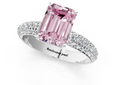 White gold Fancy Pink Emerald  Solitaire with Pave Band and Four-Prong Setting_4