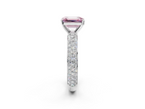 White gold Fancy Pink Emerald  Solitaire with Pave Band and Four-Prong Setting_5
