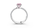 White gold Fancy Pink Emerald  Solitaire with Pave Band and Four-Prong Setting_6