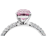 White gold Fancy Pink Emerald  Solitaire with Pave Band and Four-Prong Setting_7