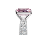 White gold Fancy Pink Emerald  Solitaire with Pave Band and Four-Prong Setting_8