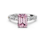 White gold Fancy Pink Emerald  Solitaire with Side Baguettes and Channel Set Band_62