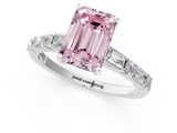White gold Fancy Pink Emerald  Solitaire with Side Baguettes and Channel Set Band_63