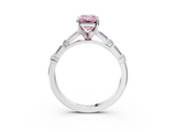 White gold Fancy Pink Emerald  Solitaire with Side Baguettes and Channel Set Band_65