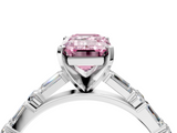 White gold Fancy Pink Emerald  Solitaire with Side Baguettes and Channel Set Band_66