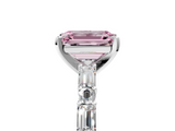White gold Fancy Pink Emerald  Solitaire with Side Baguettes and Channel Set Band_67