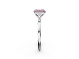 White gold Fancy Pink Emerald  Solitaire with Tapered Baguette Side Stones on a Classic Band with Four-Prong Setting_159