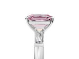 White gold Fancy Pink Emerald  Solitaire with Tapered Baguette Side Stones on a Classic Band with Four-Prong Setting_160