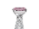 White gold Fancy Pink Emerald  Three-Stone Diamond Ring with Pavé Split Shank and Four-Prong Setting_67
