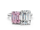 White gold Fancy Pink Emerald  and Emerald Cut Toi Moi Ring with Prong Setting_46