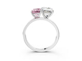 White gold Fancy Pink Emerald  and Emerald Cut Toi Moi Ring with Prong Setting_49
