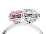 White gold Fancy Pink Emerald  and Emerald Cut Toi Moi Ring with Prong Setting_50