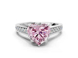 White gold Fancy Pink Heart  Brilliant Cut Diamond Engagement Ring with Pavé Band and Four-Prong Setting_49
